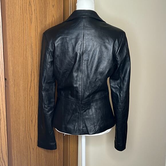 Vtg Y2K Cache Leather Jacket Black Buttery Soft Single Button Baddie Goth Grunge - Picture 4 of 11